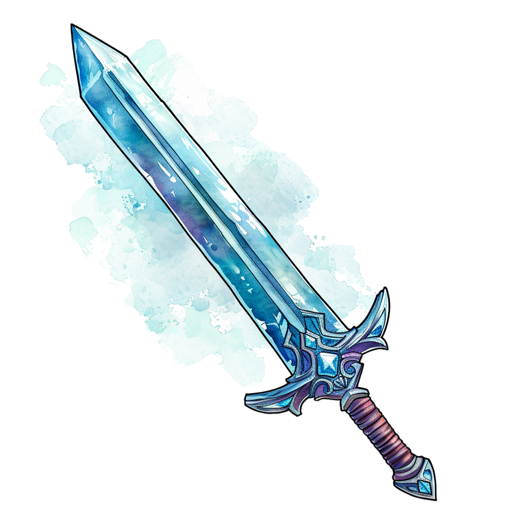 Colorful Ice sword clipart with Transparent Background