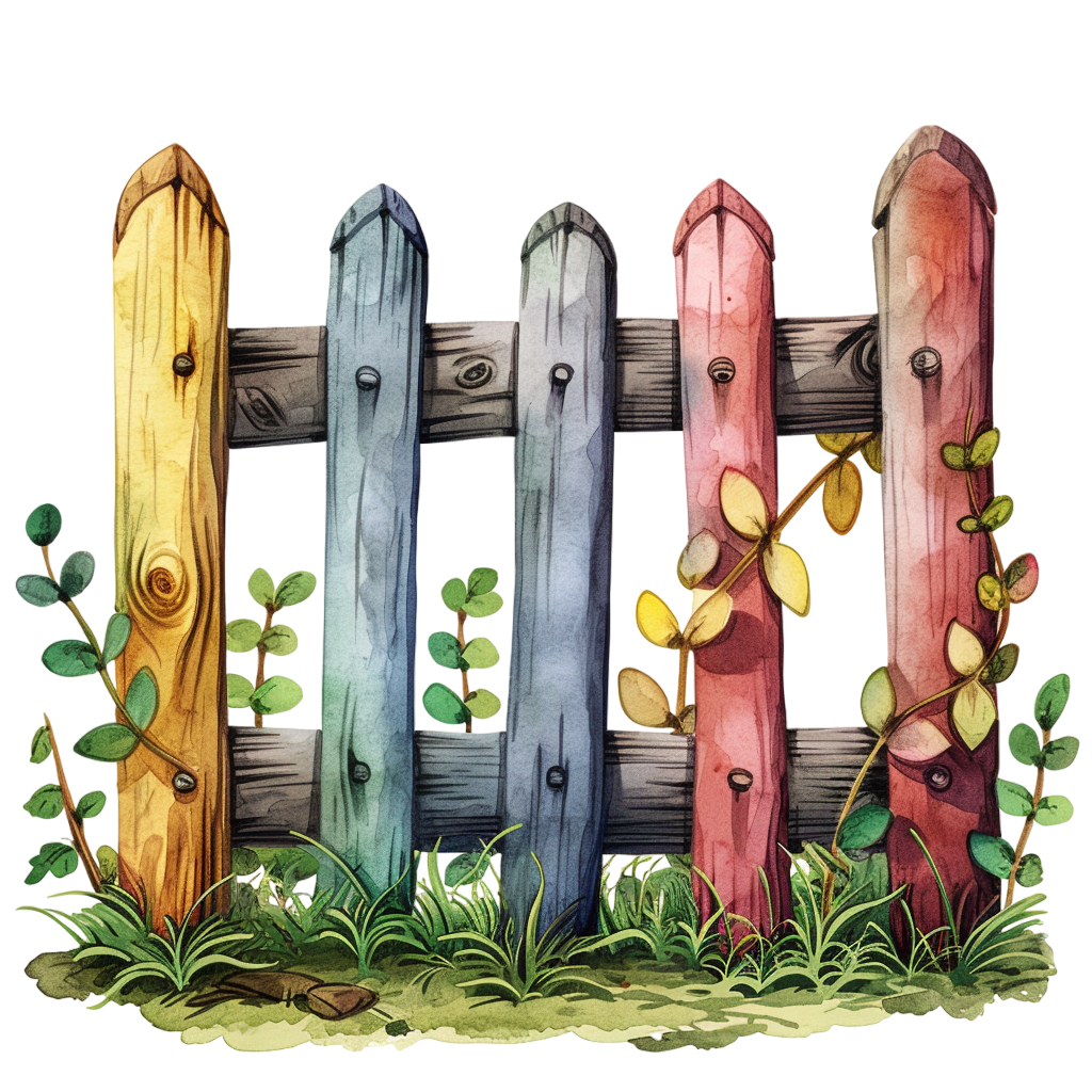 Colorful fence clipart with Transparent Background