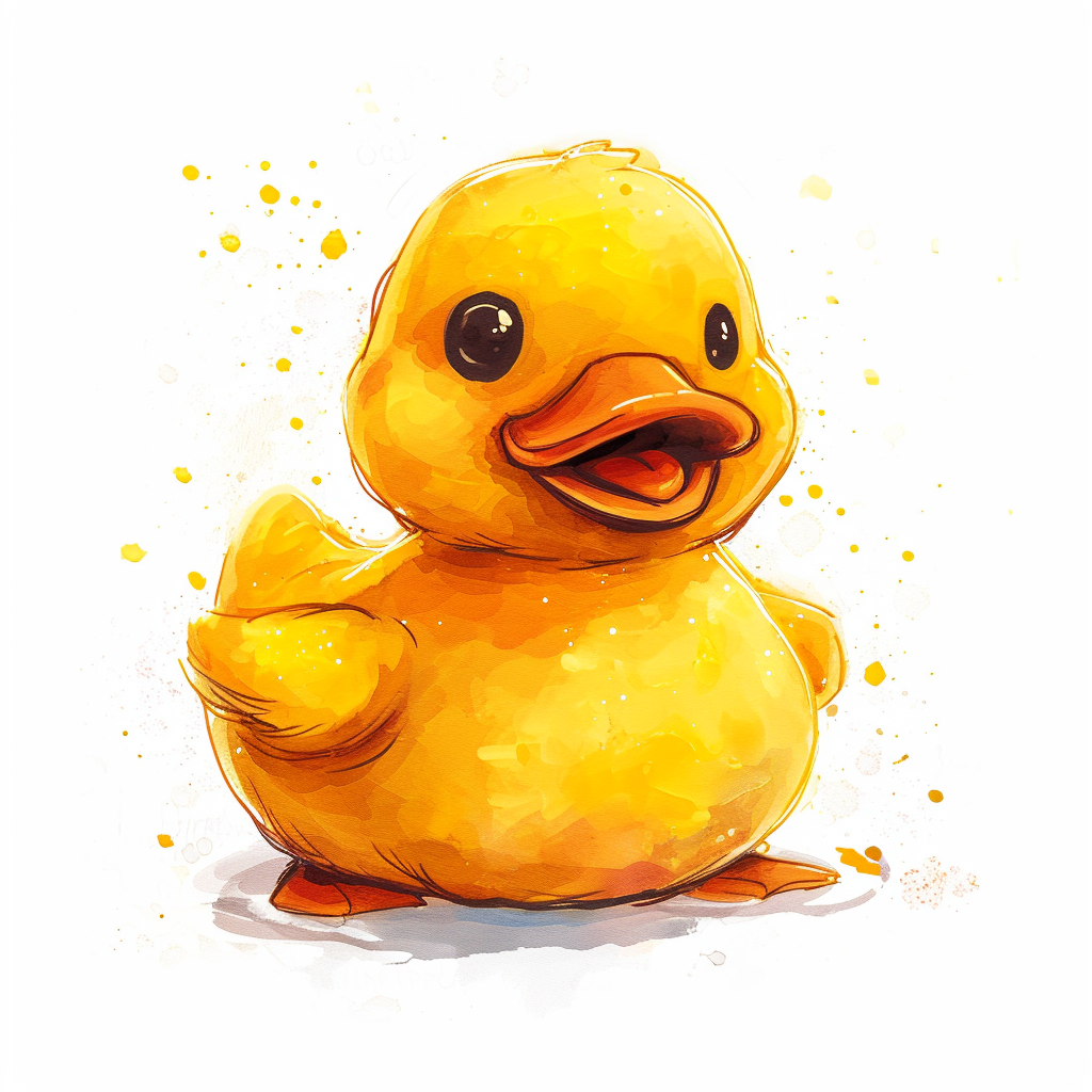 Cute Yellow Rubber Duck Clipart with White Background