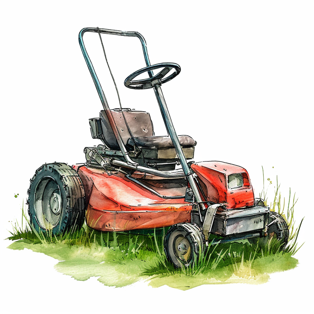 watercolor-lawn mower clipart with White Background