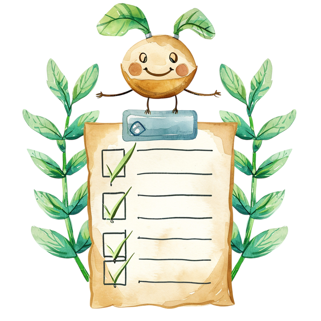 Colorful Cute Watercolor Checklist With Character Clipart with Transparent Background