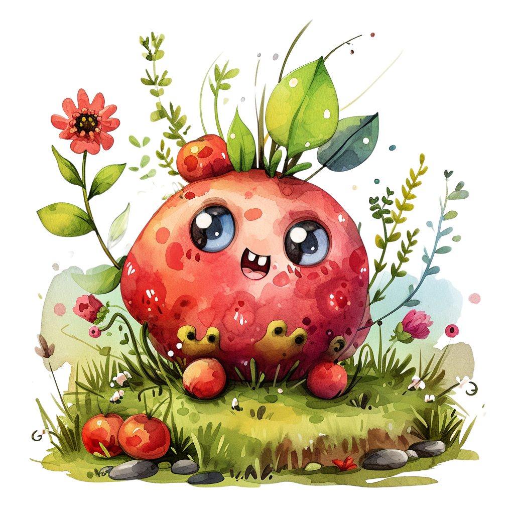 Colorful Strawberry Cartoon Illustration | Strawberry Clipart with Transparent Background