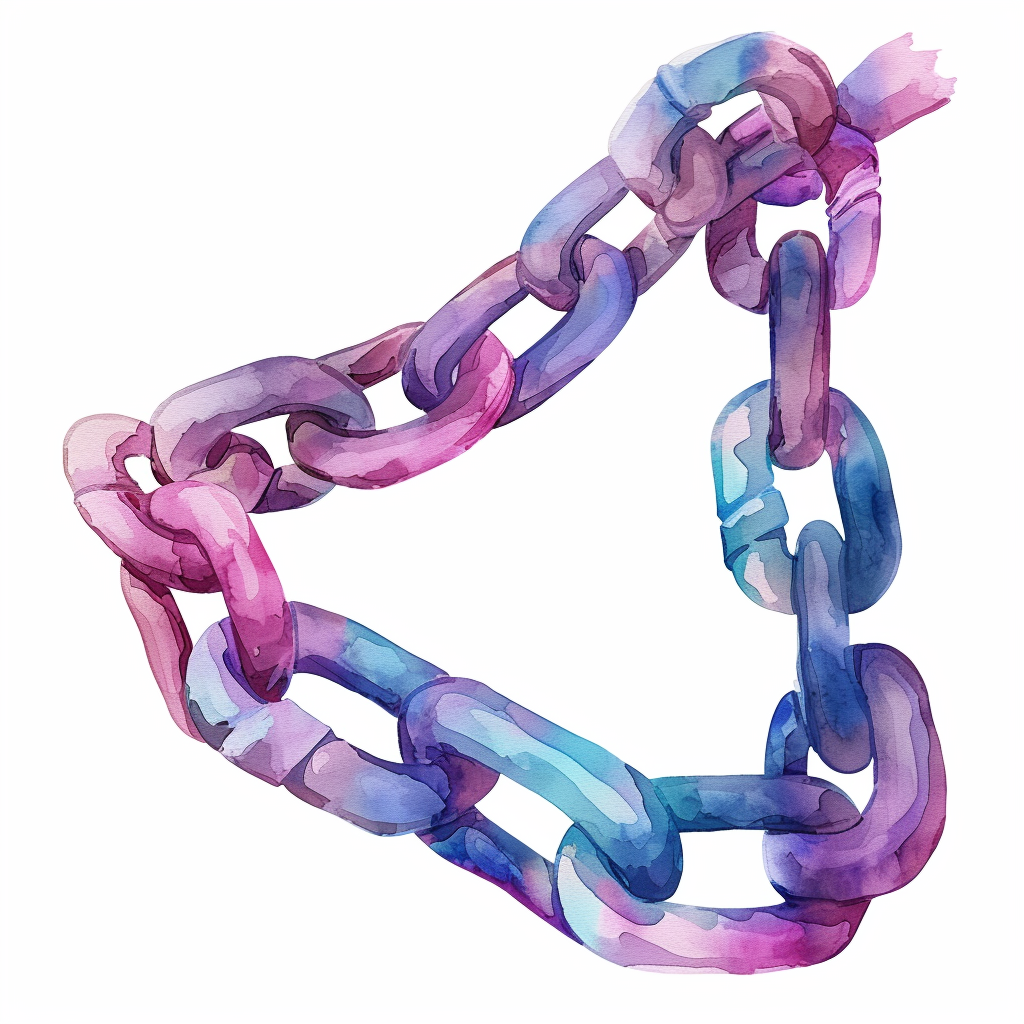 Watercolor Chain Clipart with White Background