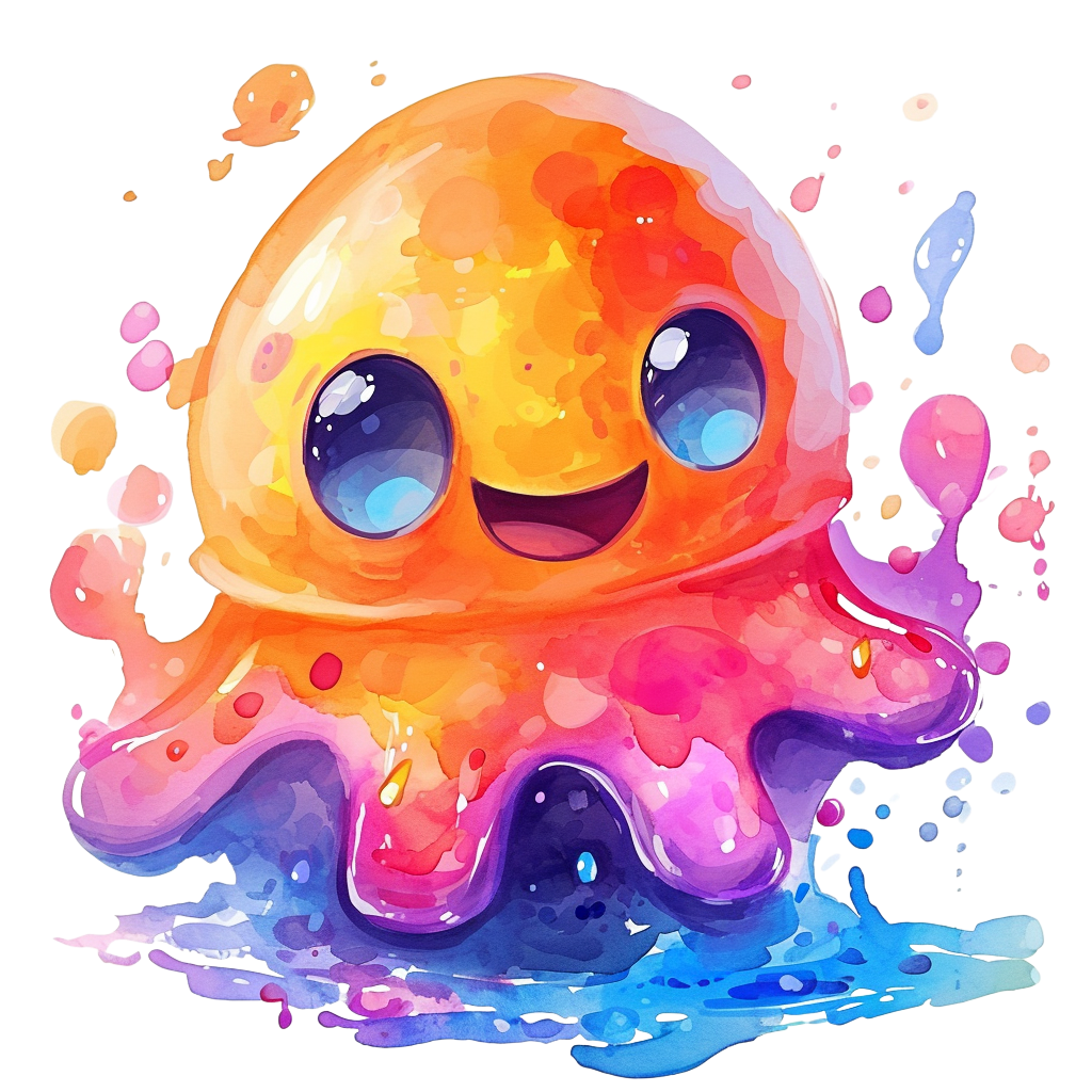 Colorful Happy Colorful Octopus Clipart with Transparent Background
