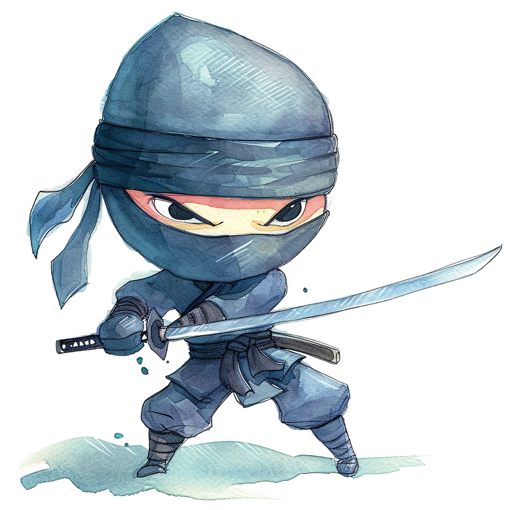 Colorful ninja clipart with Transparent Background