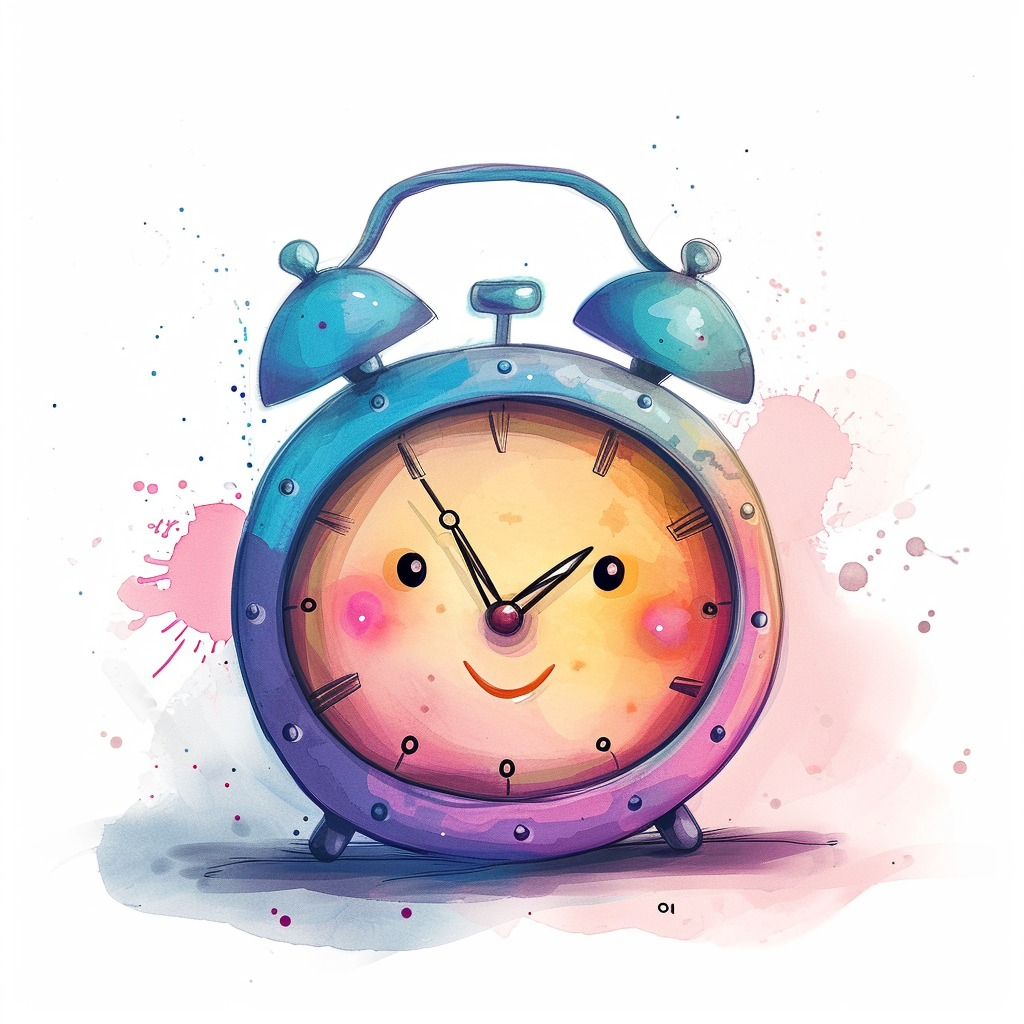 Smiling Alarm Clock Clipart with White Background