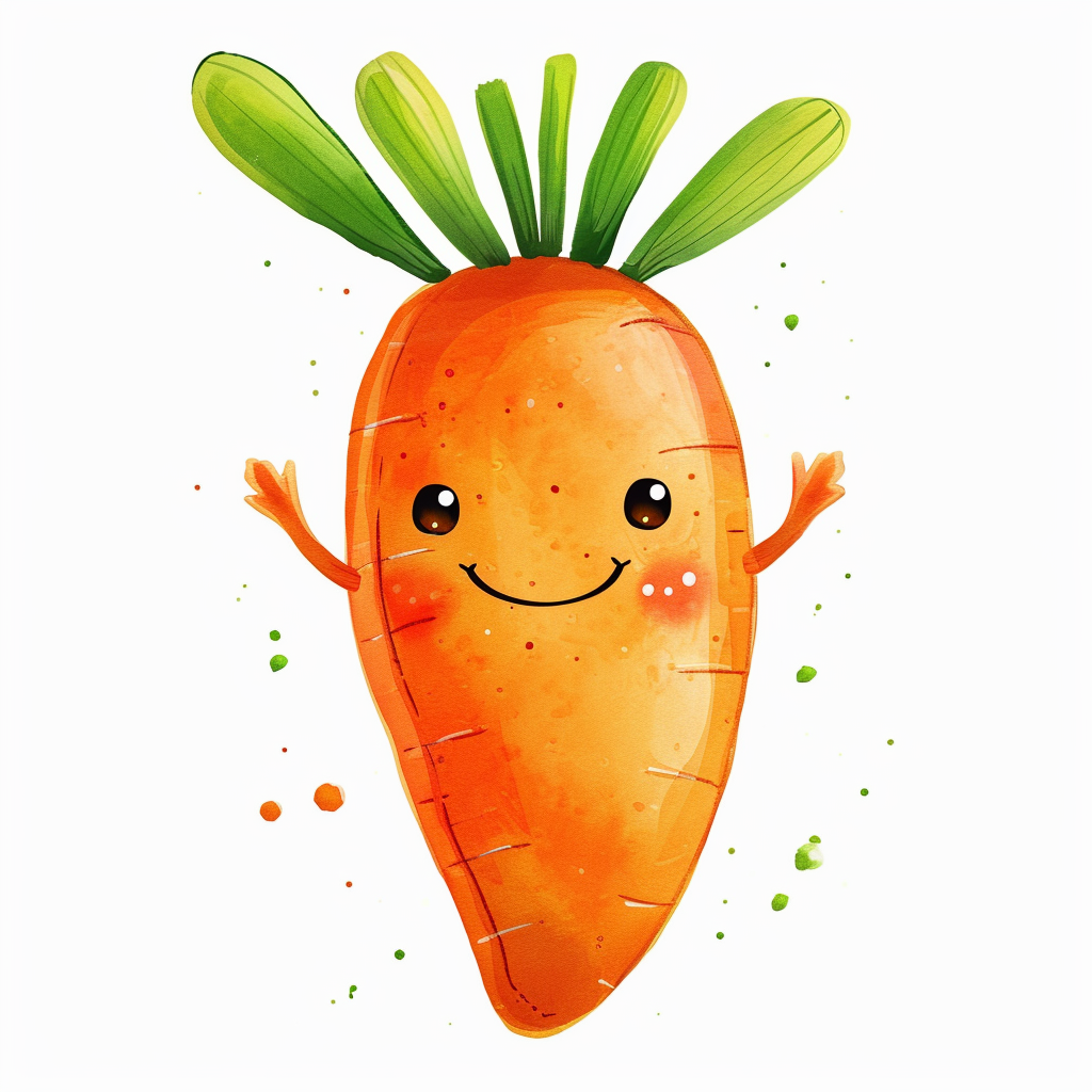Happy Carrot Clipart with White Background