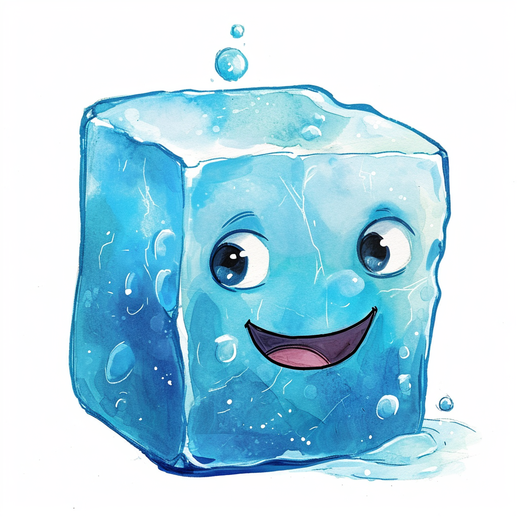 Smiling Ice Cube Cartoon Clipart with White Background