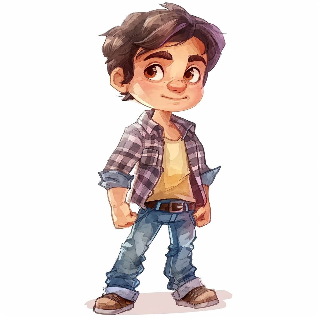 Handsome Cartoon Boy Clipart with White Background