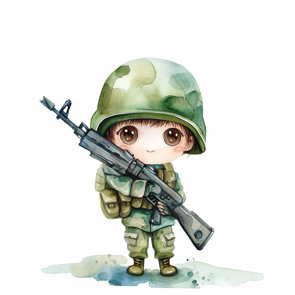 Cute Soldier Clipart with White Background