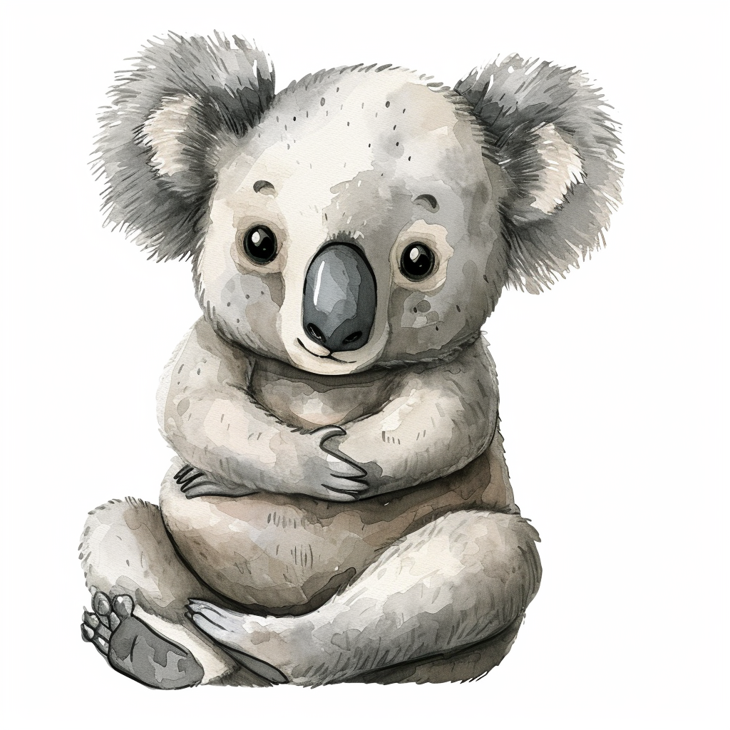 watercolor koala clipart with White Background