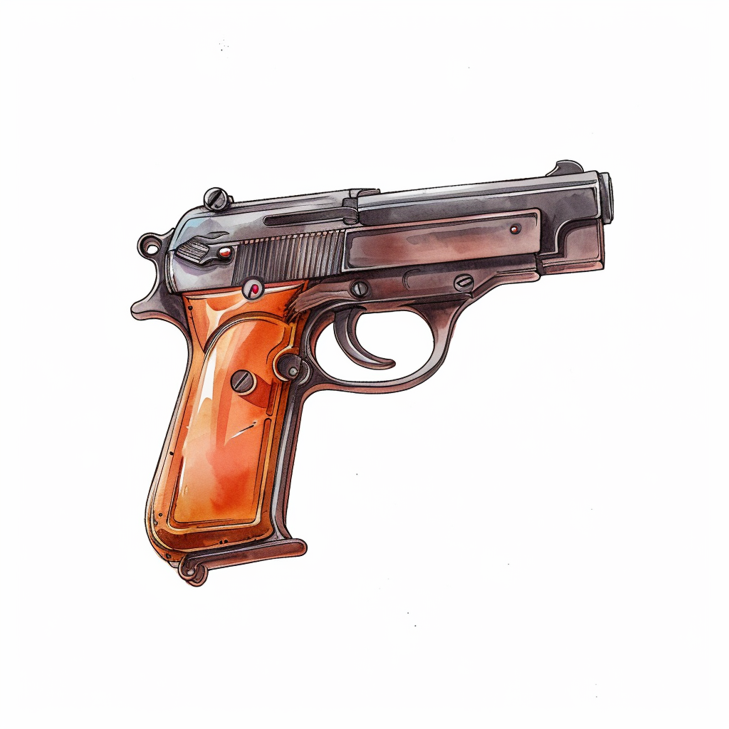 Vintage Handgun Clipart with White Background