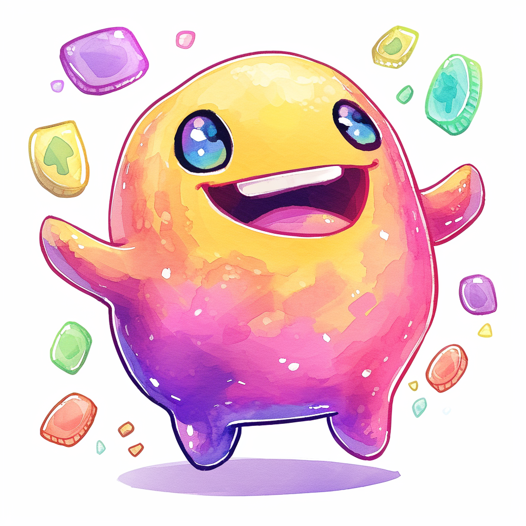 cute blob character jumping clipart with White Background