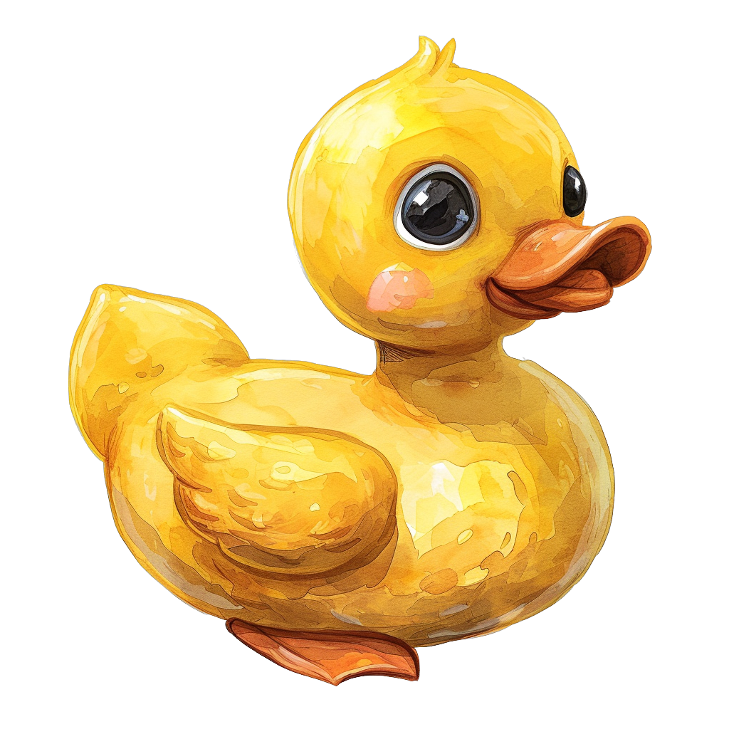 Colorful cute rubber duck clipart with Transparent Background