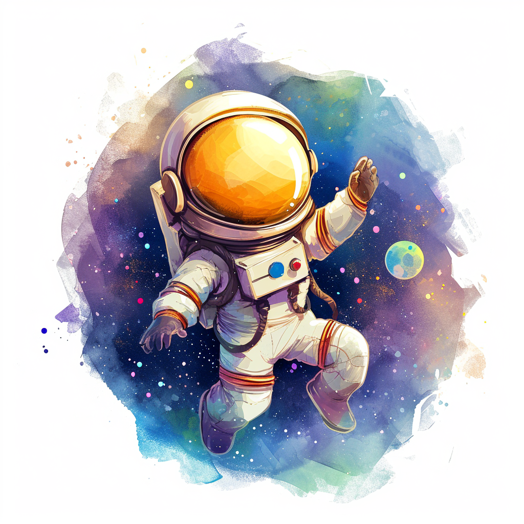 astronaut floating clipart with White Background