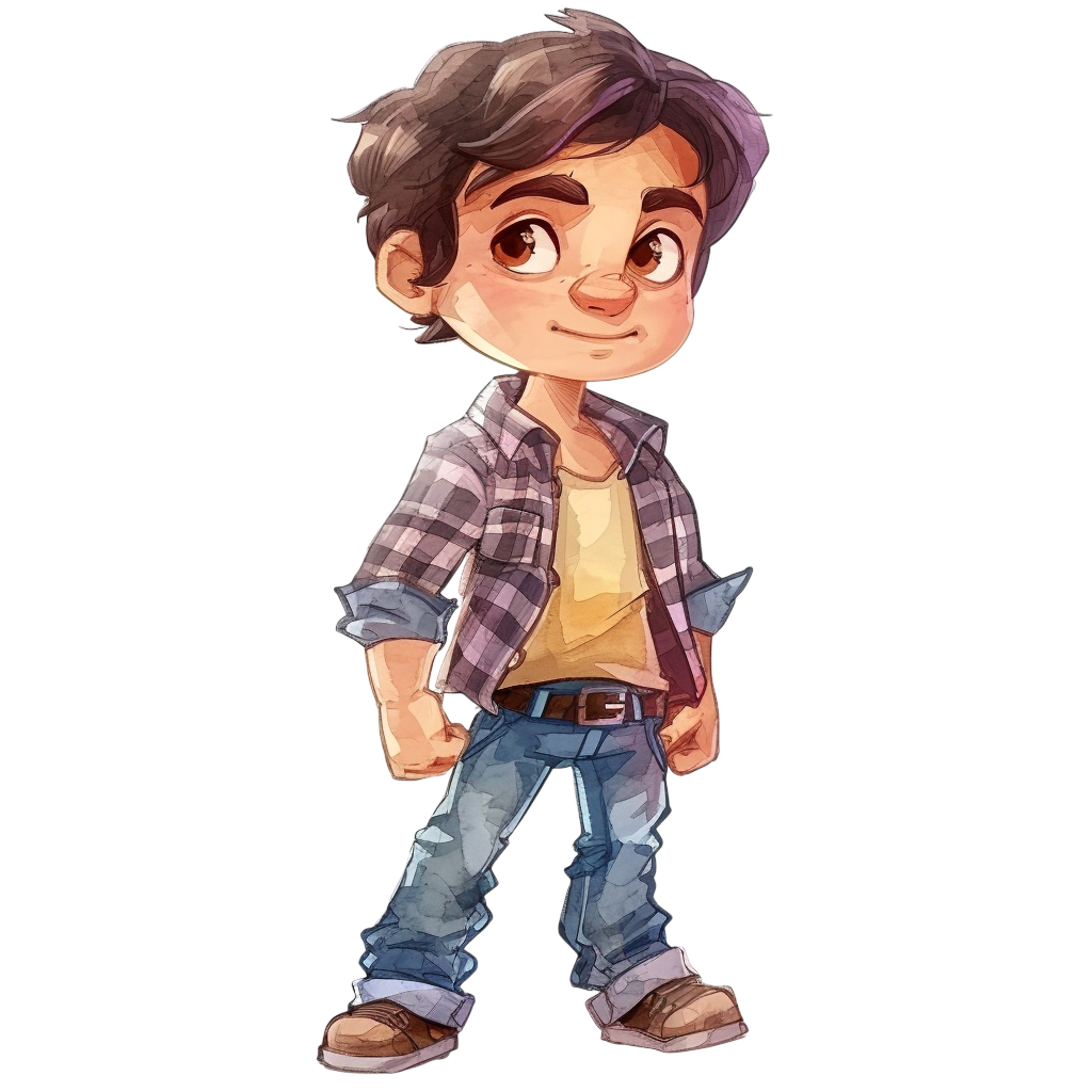 Colorful Handsome Cartoon Boy Clipart with Transparent Background