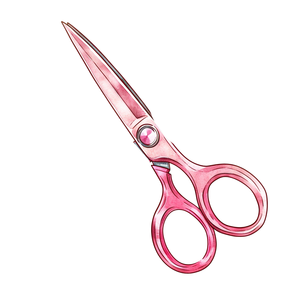 Colorful pink scissors clipart with Transparent Background
