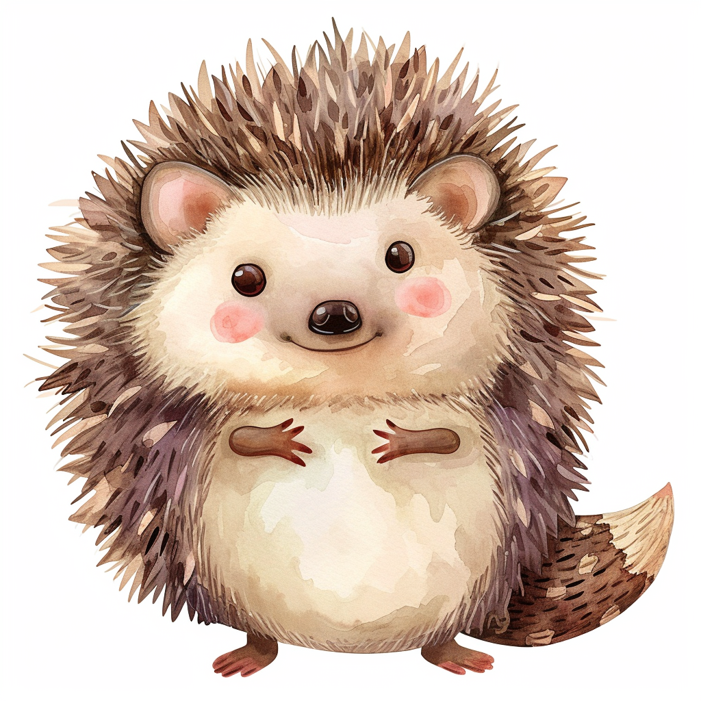 super cute Hedgehog Clipart with White Background