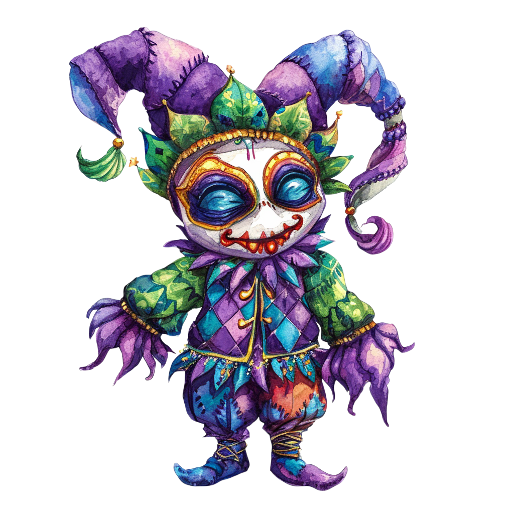 Colorful cute Mardi Gras clipart with Transparent Background