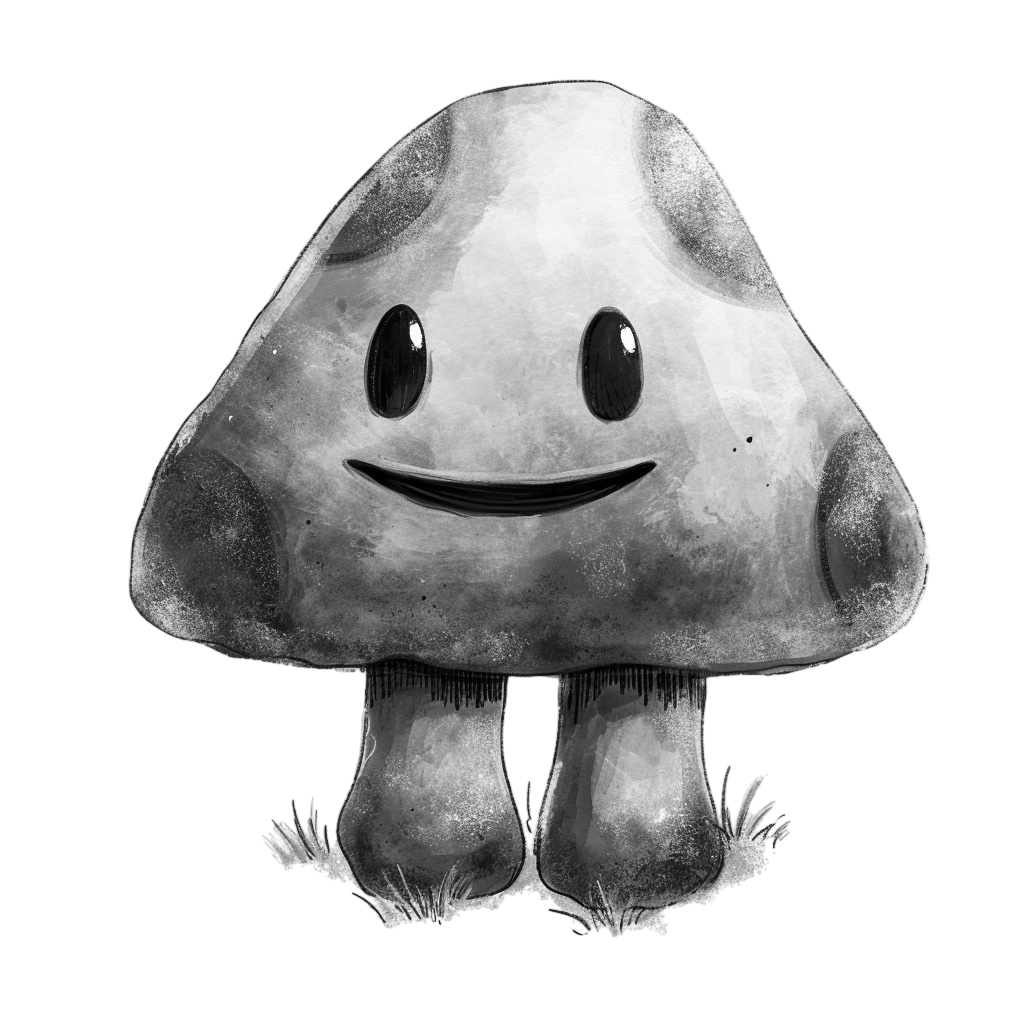 Colorful Smiling Mushroom Clipart with Transparent Background