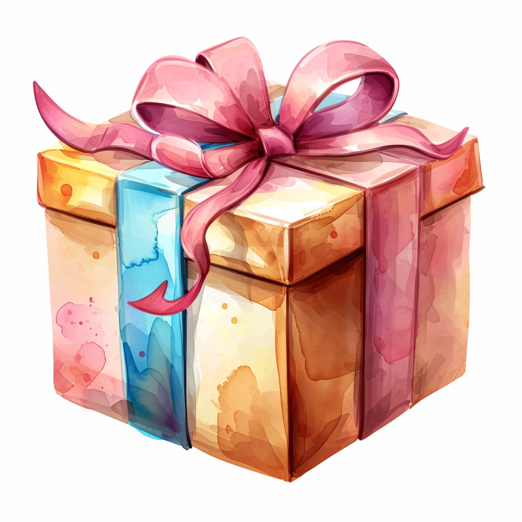 watercolor gift box clipart with White Background