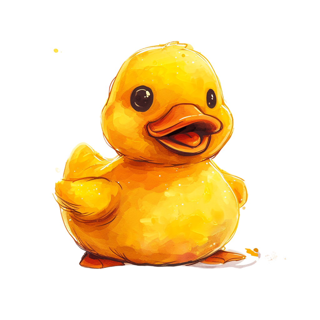Colorful Cute Yellow Rubber Duck Clipart with Transparent Background