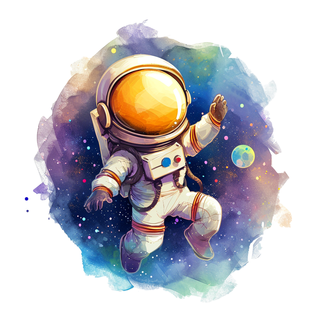 Colorful astronaut floating clipart with Transparent Background
