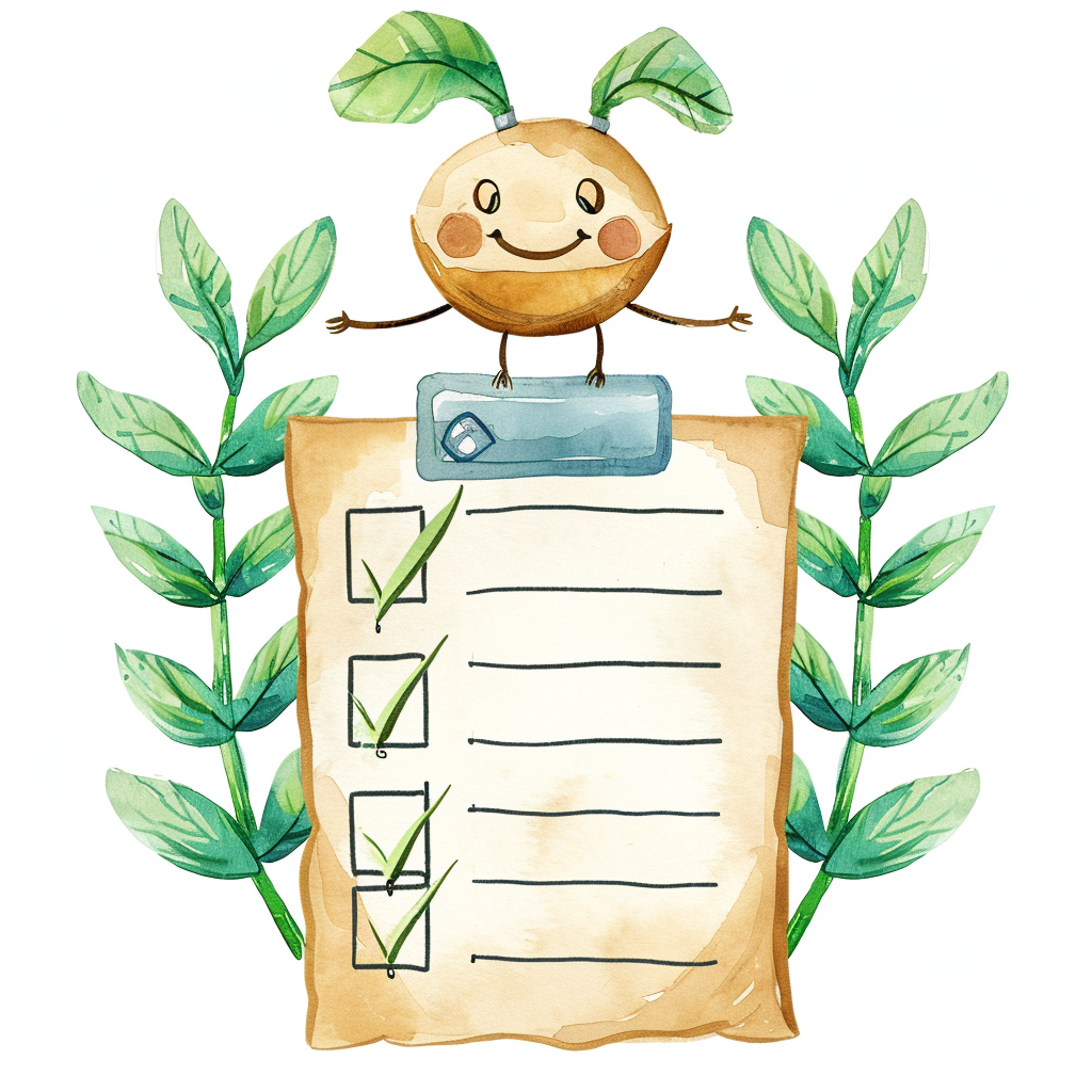 Cute Watercolor Checklist With Character Clipart with White Background