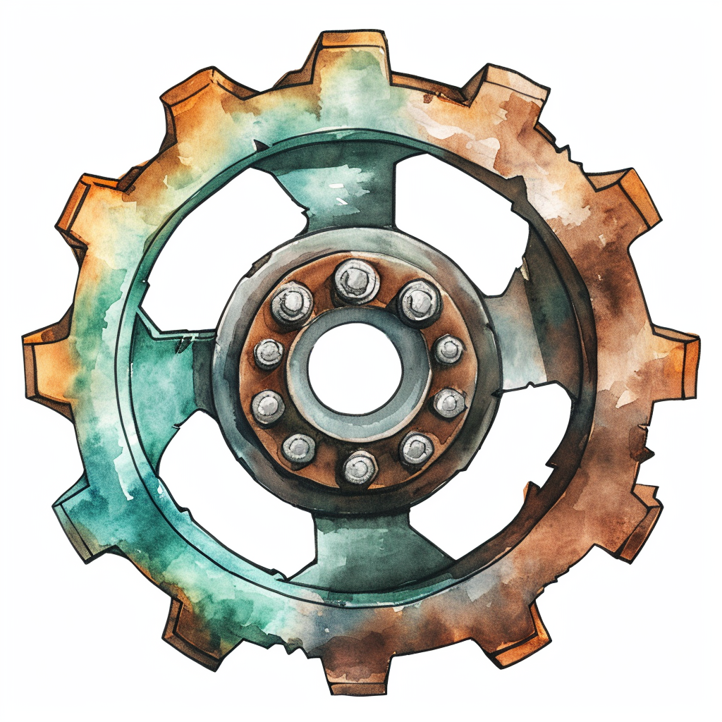 rusty gear clipart with White Background