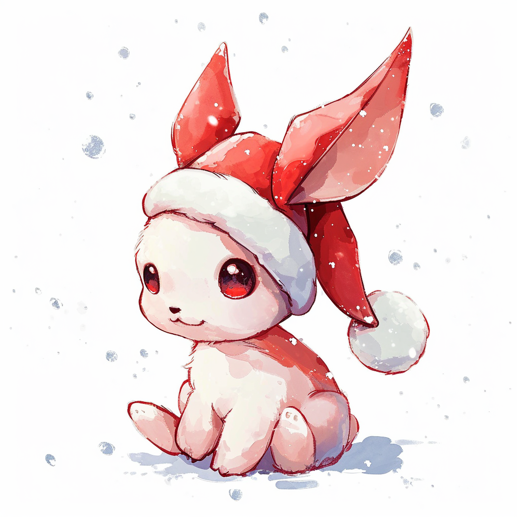 Colorful Cute Christmas Bunny Clipart with Transparent Background