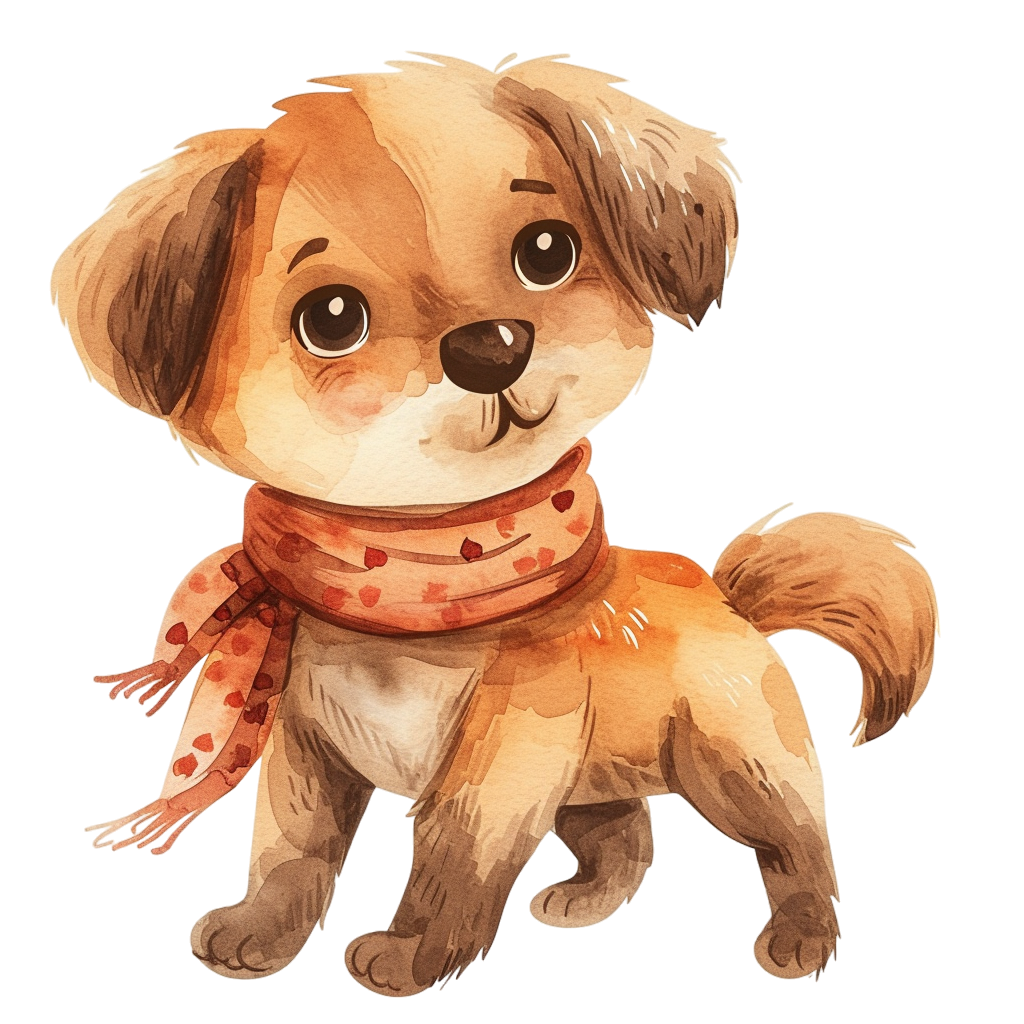 Colorful baby dog clipart with Transparent Background