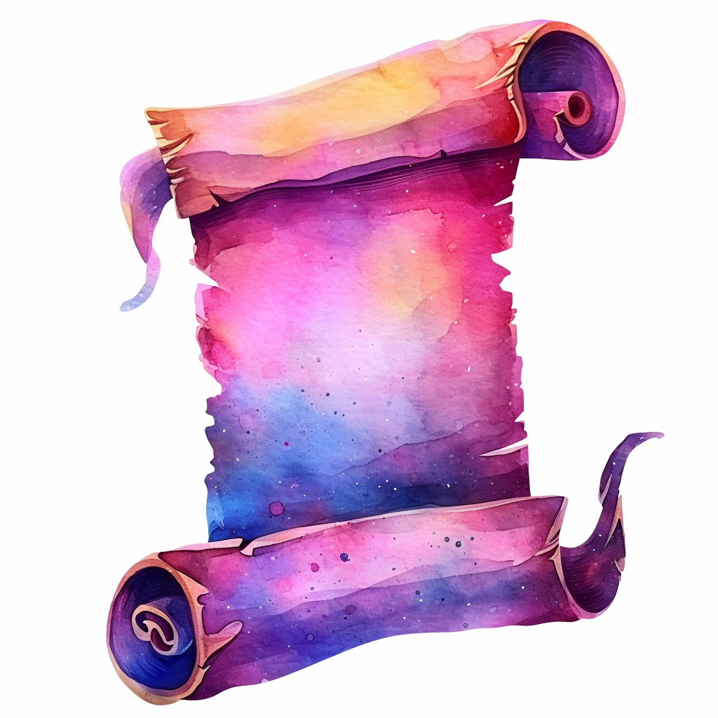 Magical Galaxy Watercolor Scroll Clipart with White Background