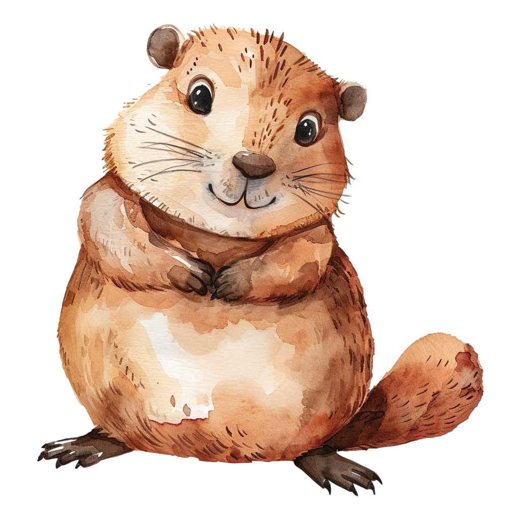 Colorful Cute Watercolor Marmot Clipart with Transparent Background