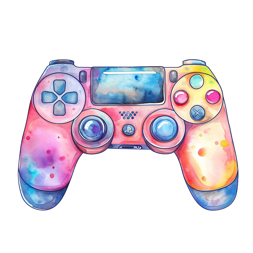 Colorful Game Controller Clipart with Transparent Background