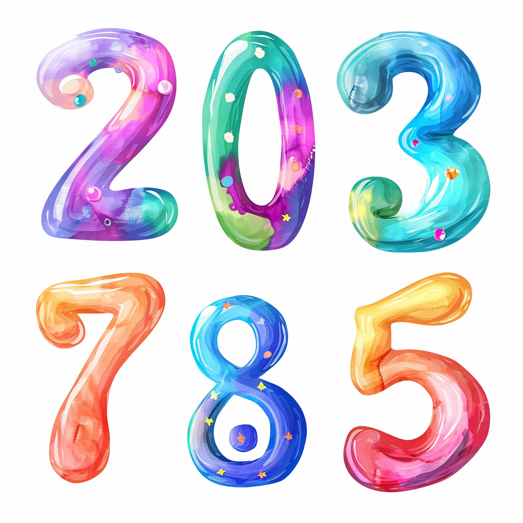 cute numbers clipart with White Background