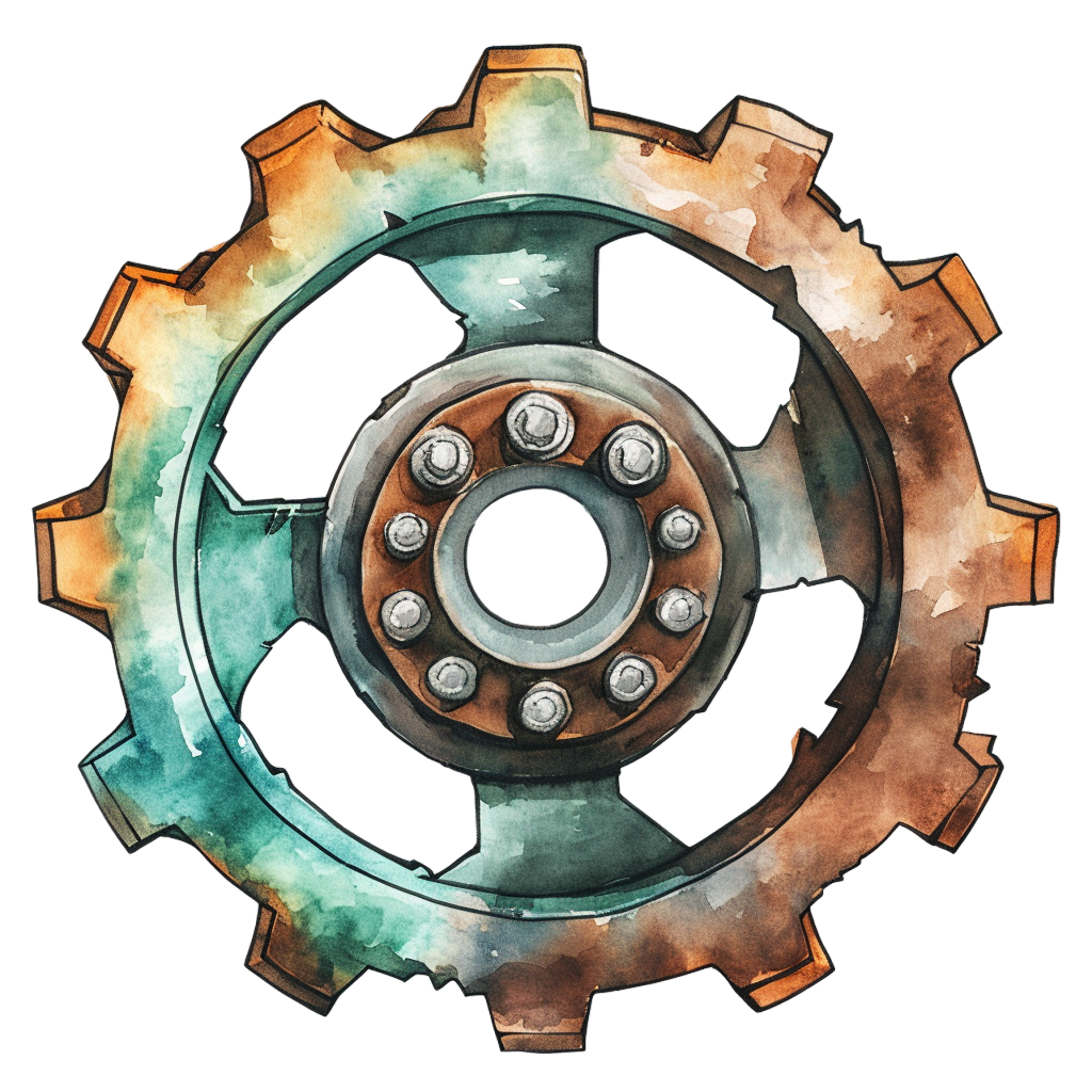 Colorful rusty gear clipart with Transparent Background