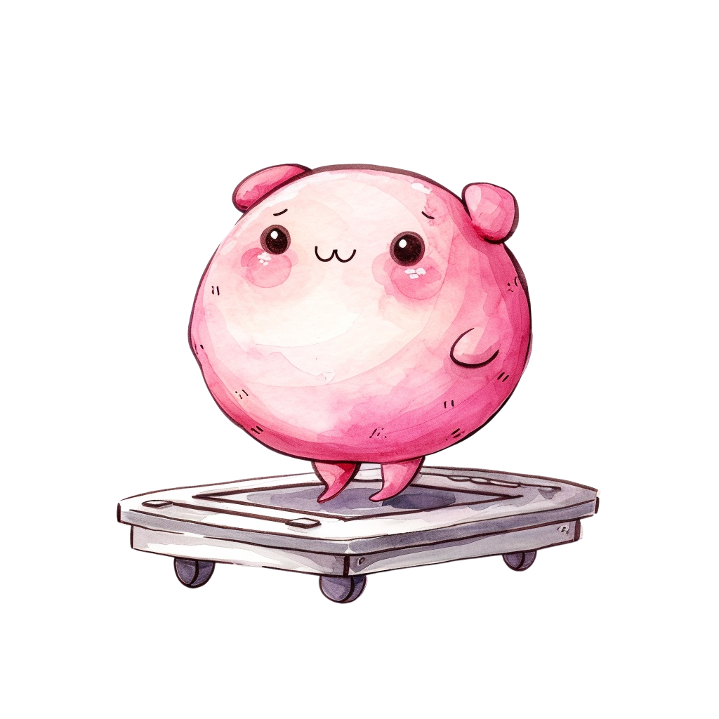 Colorful Cute Pink Blob on Weighing Scale Clipart with Transparent Background