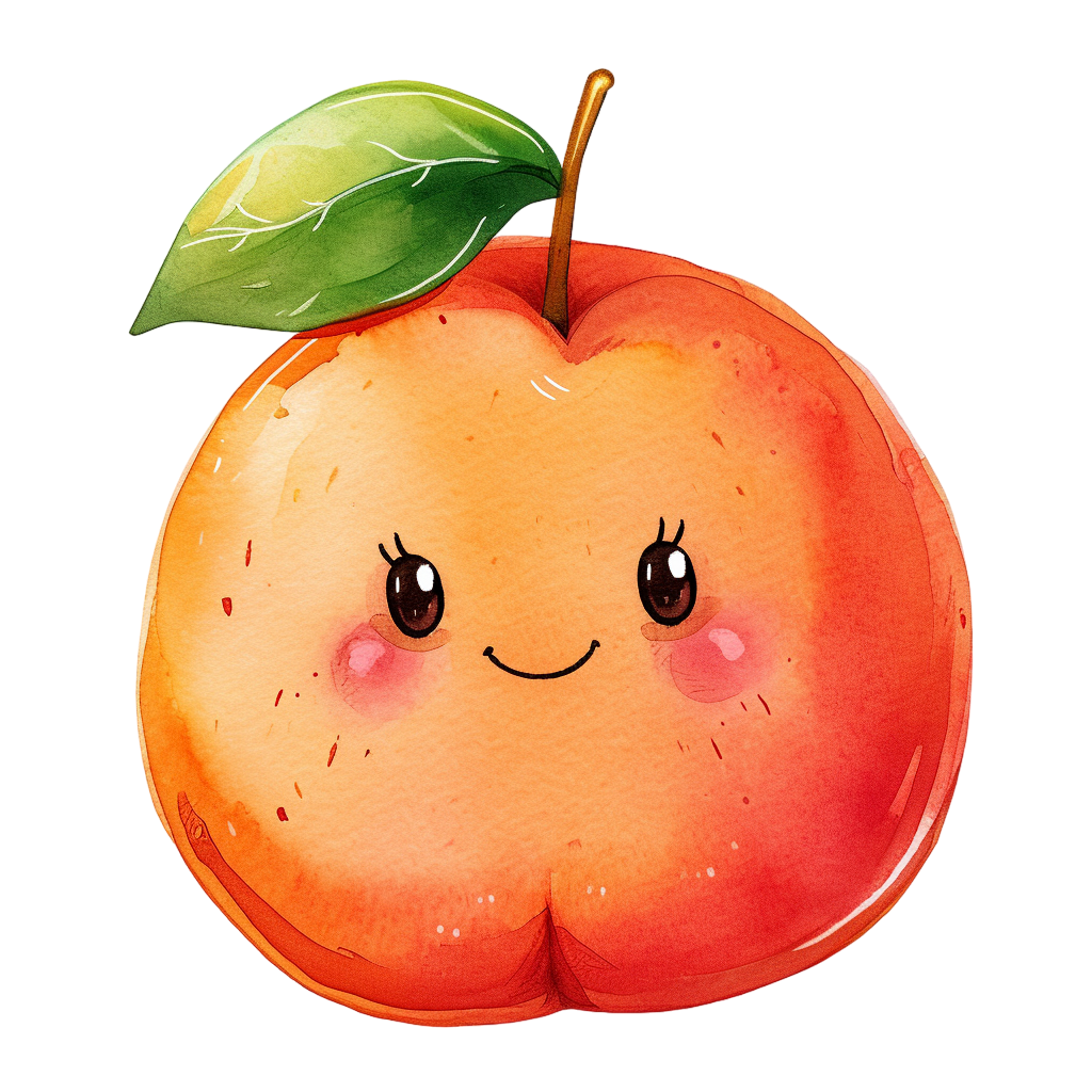 Colorful Cute Smiling Apple Clipart with Transparent Background
