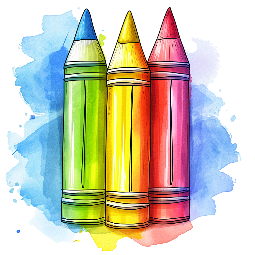 Colorful Vibrant Colored Pencils Clipart with Transparent Background
