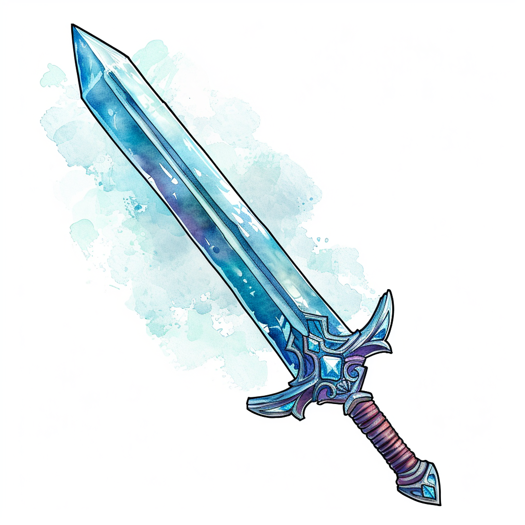 Ice sword clipart with White Background