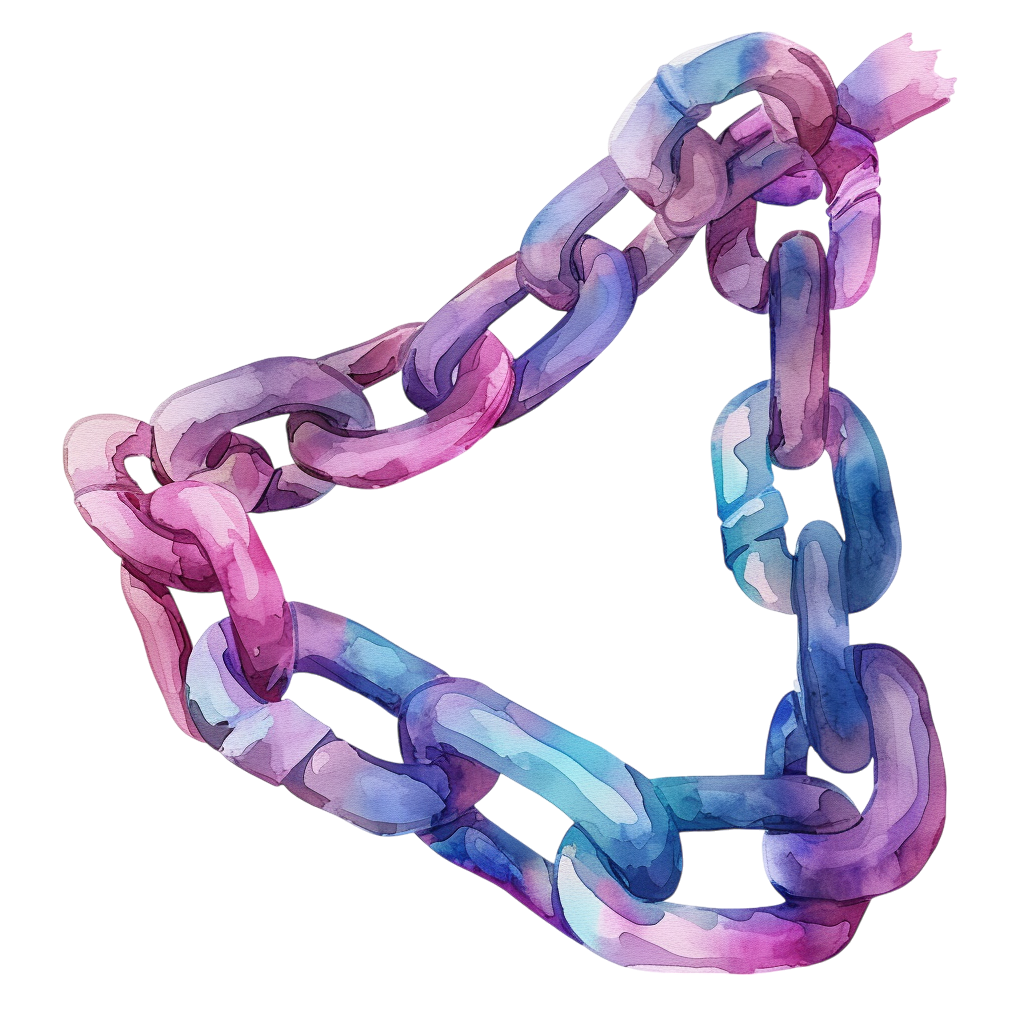 Colorful Watercolor Chain Clipart with Transparent Background